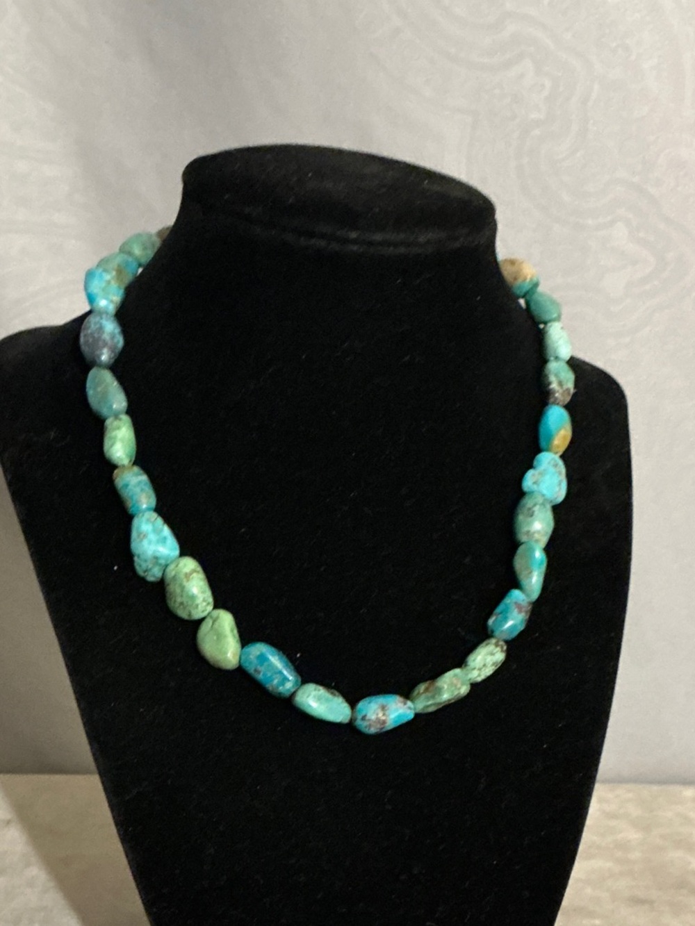 Vintage 925 Sterling Silver Turquoise Nugget Necklace